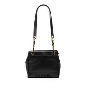 Chanel Caviar Logo Chain Shoulder Bag